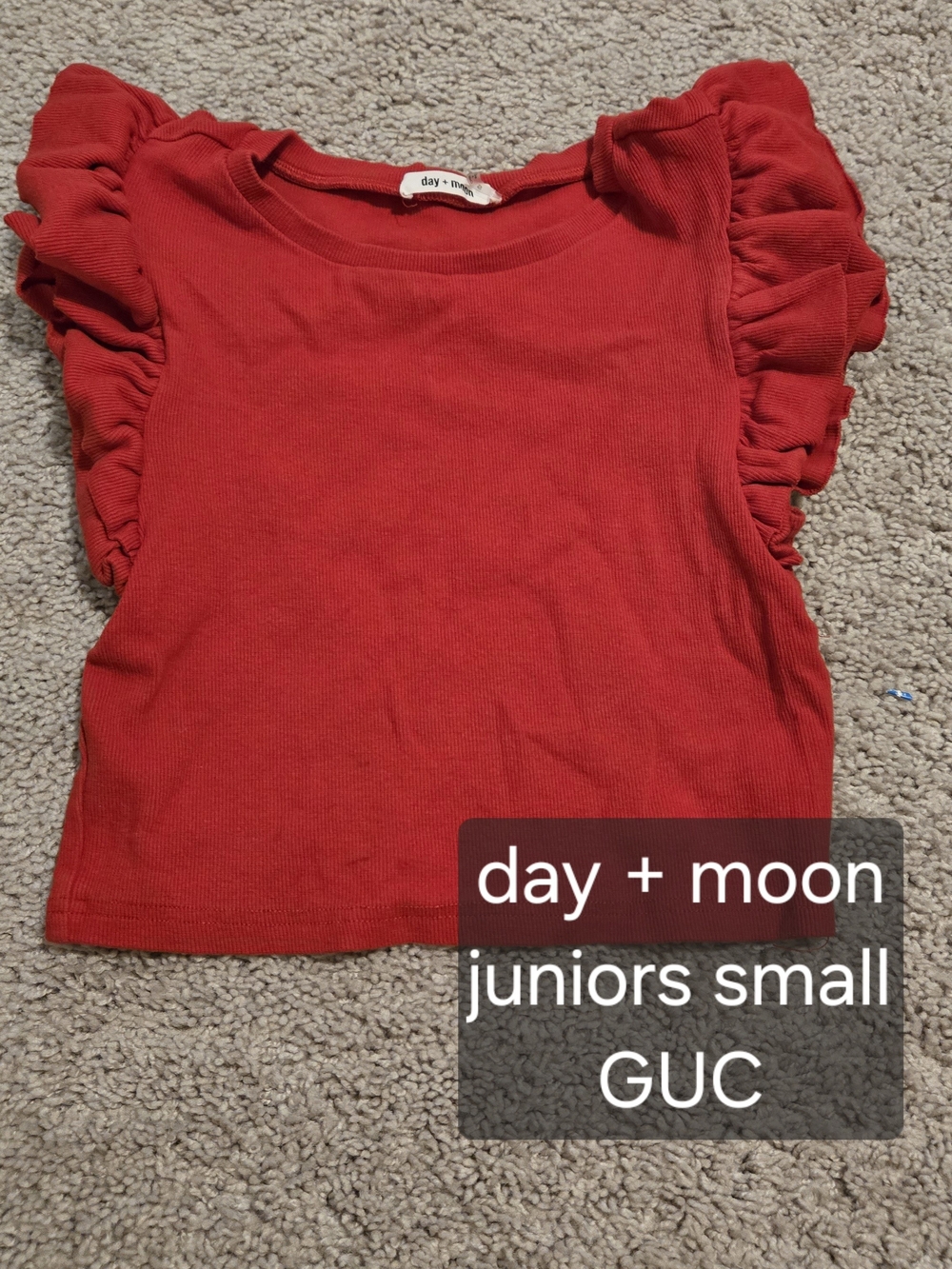 Red Ruffle Sleeve Juniors Top